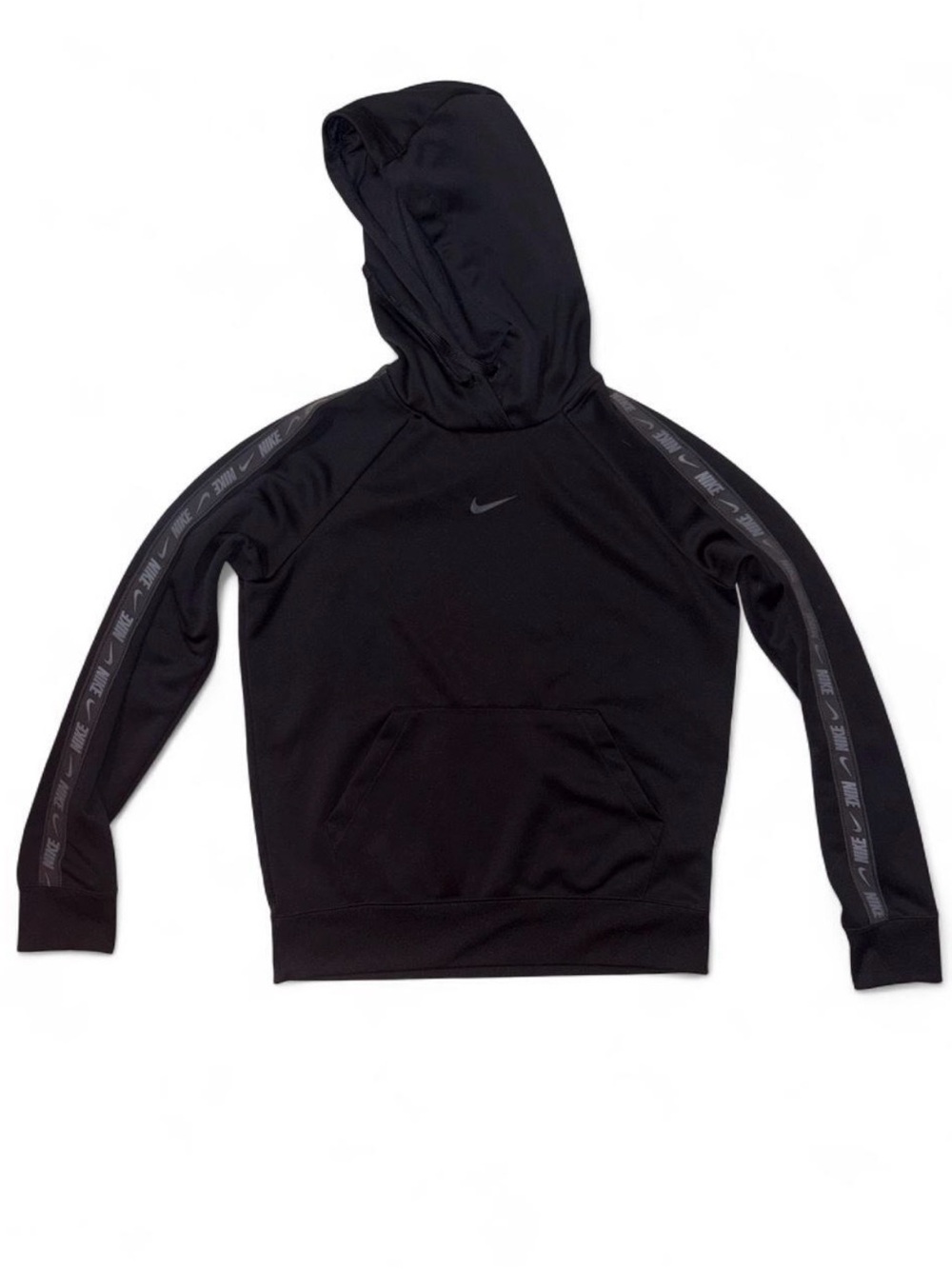 Black Nike Hoodie with Swoosh Detail on Sleeves Size Small